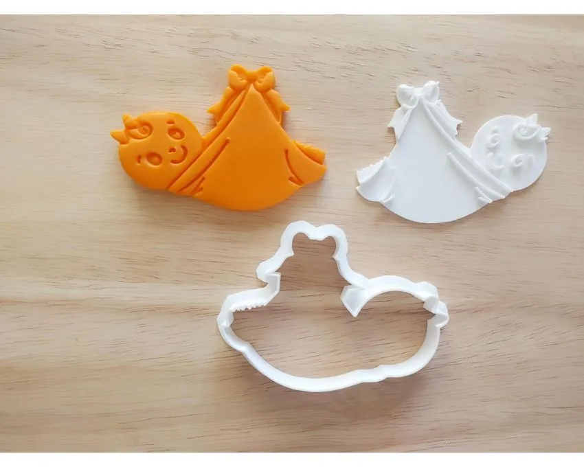 Baby Girl Cookie Cutter and Stamp Set. Baby Shower Cookie Cutter