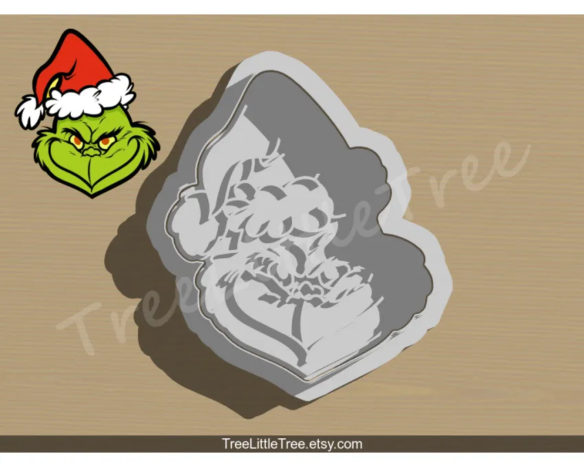 Christmas Grinch Cookie Cutter and Stamp Set. Christmas Cookie Cutter