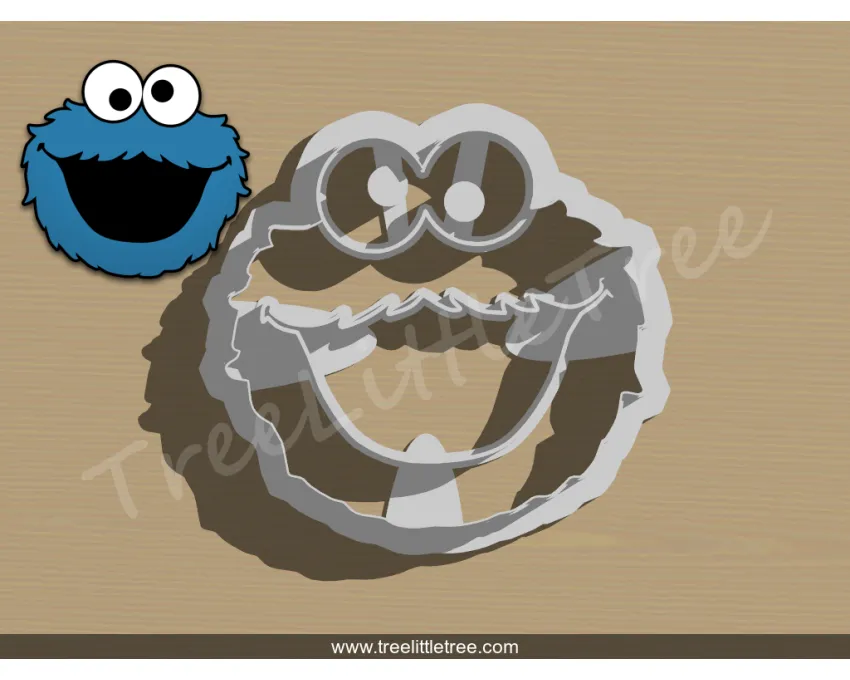 Cookie Monster Detailed Cookie Cutter. Cartoon Cookie Cutter. Sesame Street Cookie Cutter
