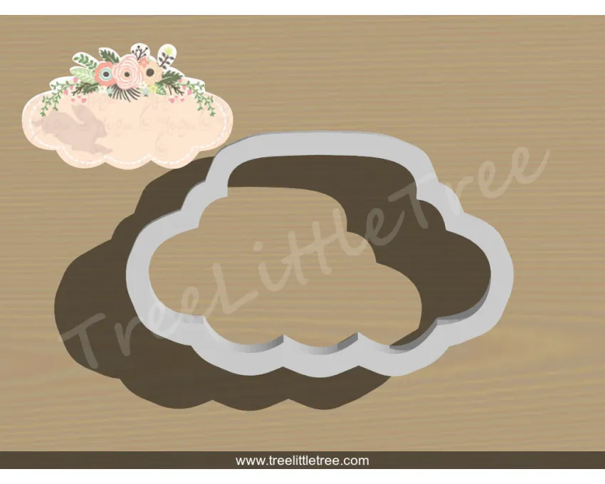 Floral Plaque Cookie Cutter. Unique Cookie Cutter. 