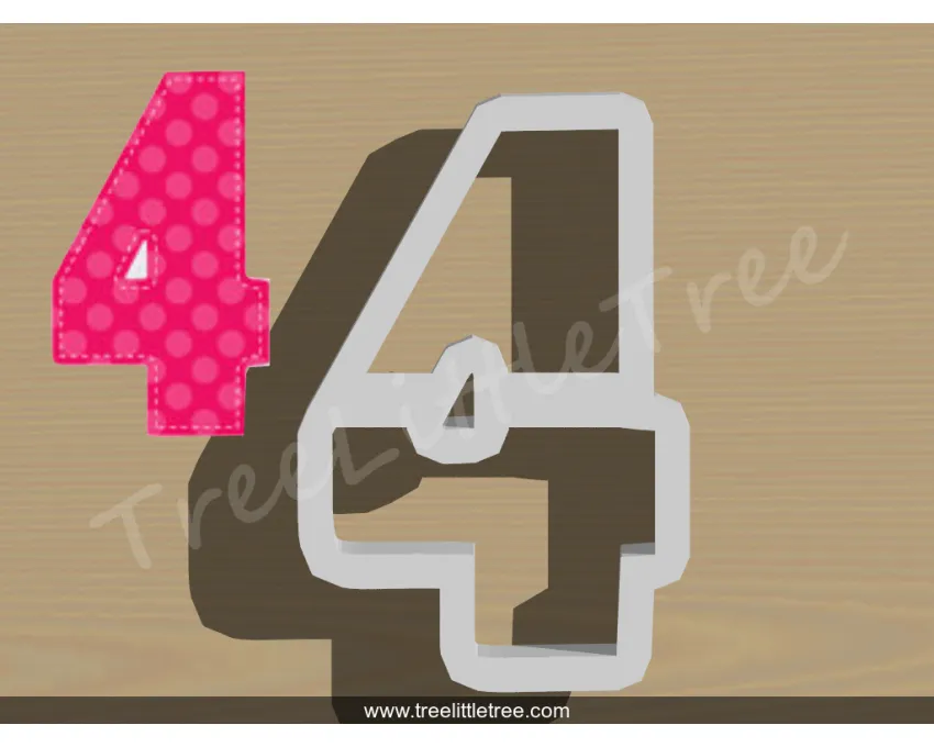 Happy Number Four Cookie Cutter. Number Cookie Cutter