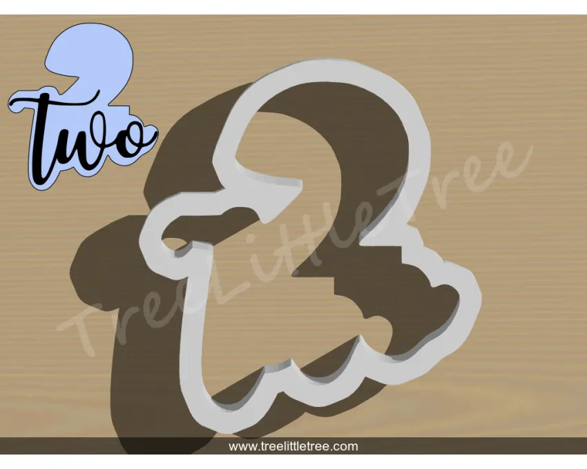 Lettered Number Two Cookie Cutter. Number Cookie Cutter