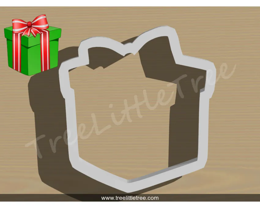 Gift Box Style 1 Cookie Cutter. Christmas Cookie Cutter. Holiday Cookie Cutter