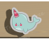 Narwhal Style 1 Cookie Cutter.  Animal Cookie Cutter