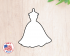 Wedding Dress On Hanger Style 2 Cookie Cutter. Wedding Cookie Cutter