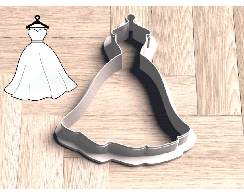 Wedding Dress On Hanger Style 2 Cookie Cutter. Wedding Cookie Cutter
