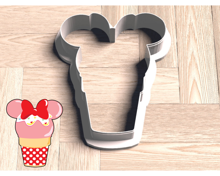 Minnie Mouse Ice Cream Cookie Cutter. Summer Cookie Cutter