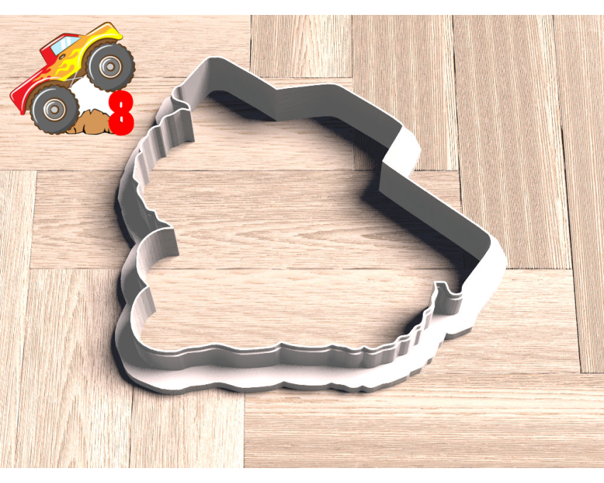 Monster Truck Number 8 Cookie Cutter. Truck Theme Cookie Cutter. Birthday Cookie Cutter