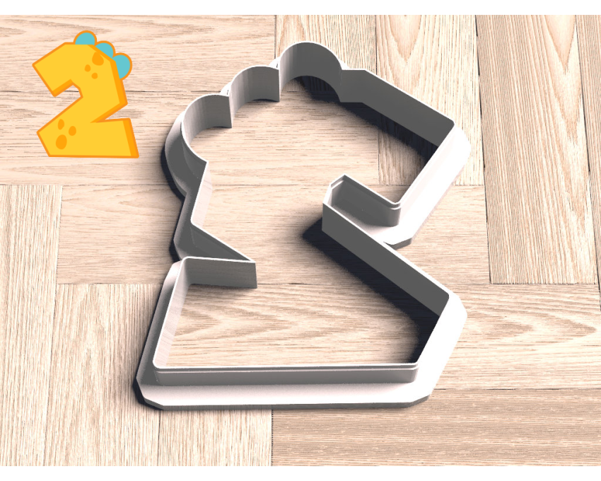 Dinosaur Number 2 Cookie Cutter. Dinosaur Cookie Cutter. Birthday Cookie Cutter