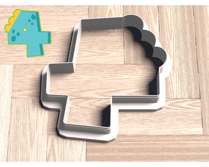 Dinosaur Number 4 Cookie Cutter. Dinosaur Cookie Cutter. Birthday Cookie Cutter
