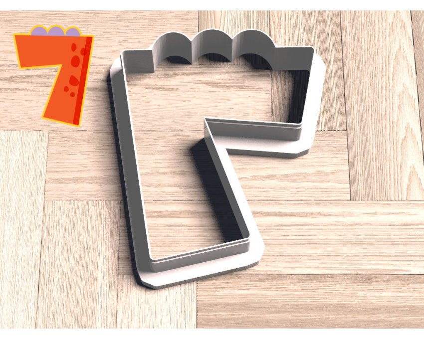 Dinosaur Number 7 Cookie Cutter. Dinosaur Cookie Cutter. Birthday Cookie Cutter