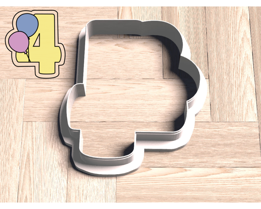 Balloon Number 4 Cookie Cutter. Number Cookie Cutter. Birthday Cookie Cutter