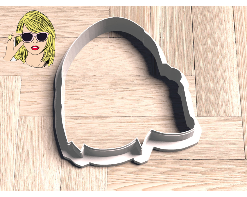 Taylor Swift Portrait Outline Cookie Cutter. Celebrity Cookie Cutter