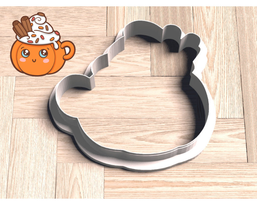 Pumpkin Mug With Pumpkin Spice Latte Cookie Cutter. Christmas Cookie Cutter. Winter Cookie Cutter