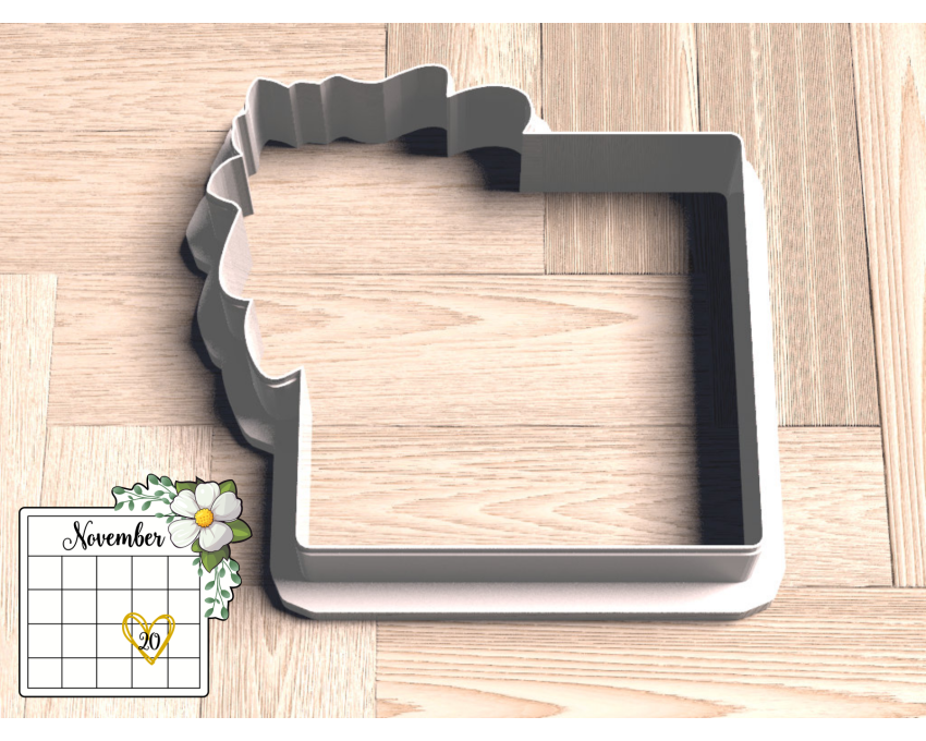 Floral Square Cookie Cutter. Floral Calendar Cookie Cutter. Bachelorette Cookie Cutter