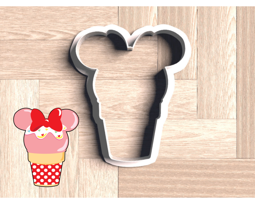 Minnie Mouse Ice Cream Cookie Cutter. Summer Cookie Cutter