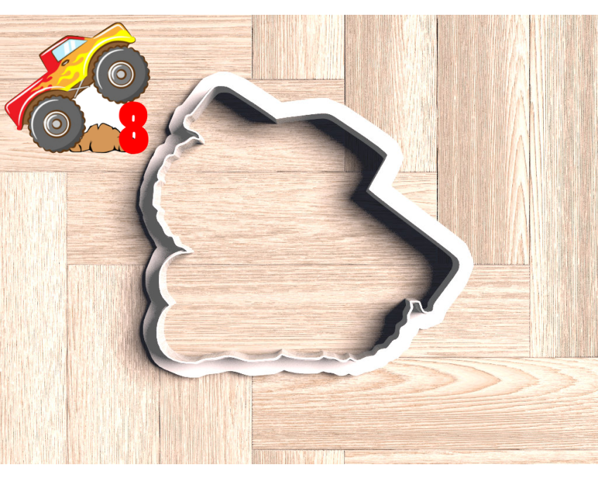 Monster Truck Number 8 Cookie Cutter. Truck Theme Cookie Cutter. Birthday Cookie Cutter