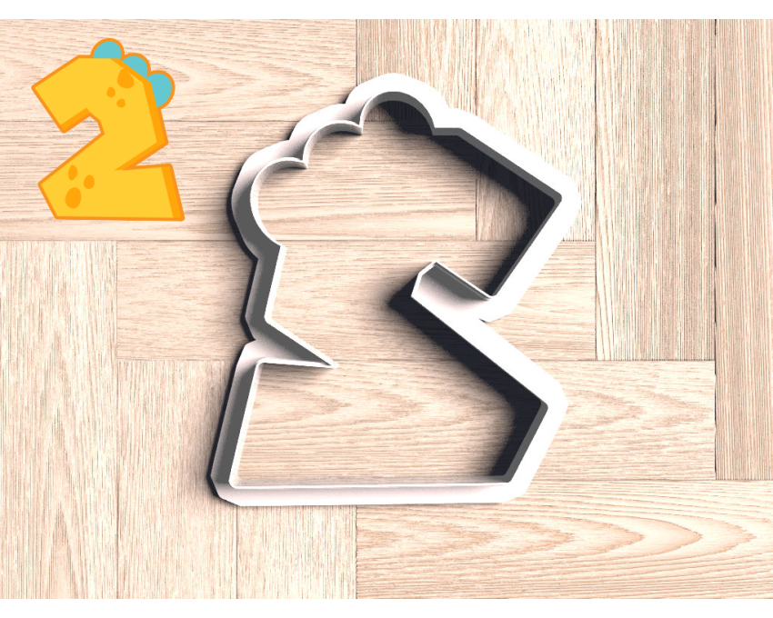 Dinosaur Number 2 Cookie Cutter. Dinosaur Cookie Cutter. Birthday Cookie Cutter