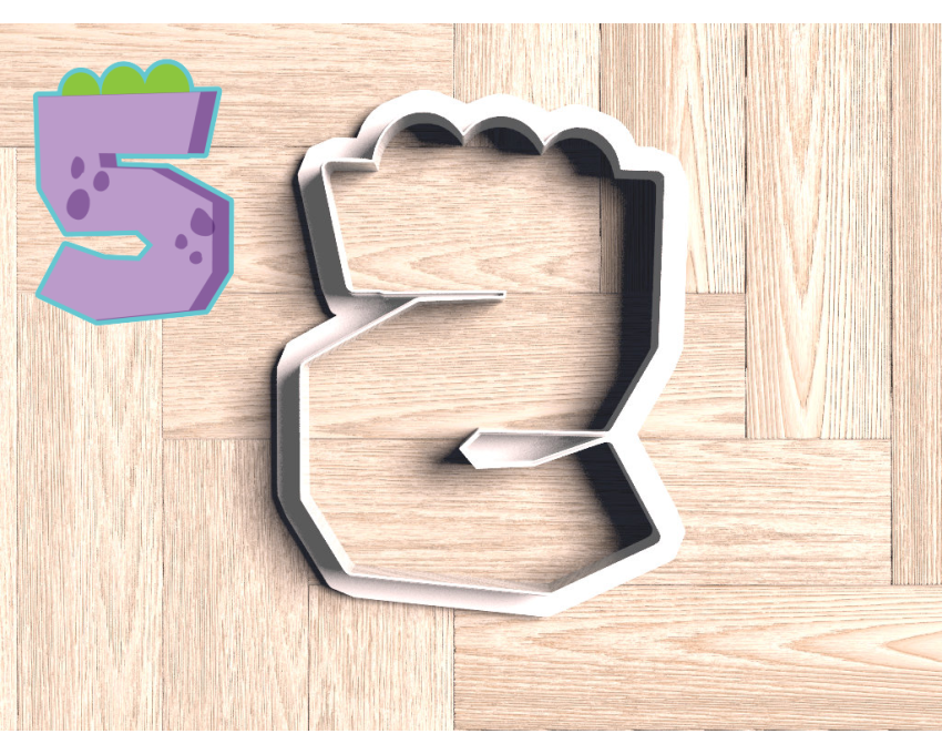 Dinosaur Number 5 Cookie Cutter. Dinosaur Cookie Cutter. Birthday Cookie Cutter