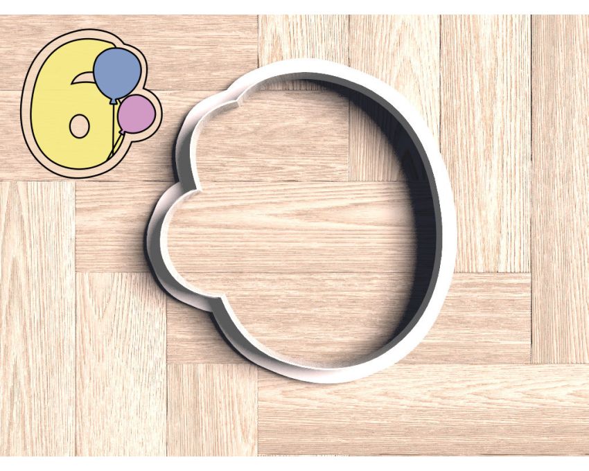Balloon Number 6 Cookie Cutter. Number Cookie Cutter. Birthday Cookie Cutter