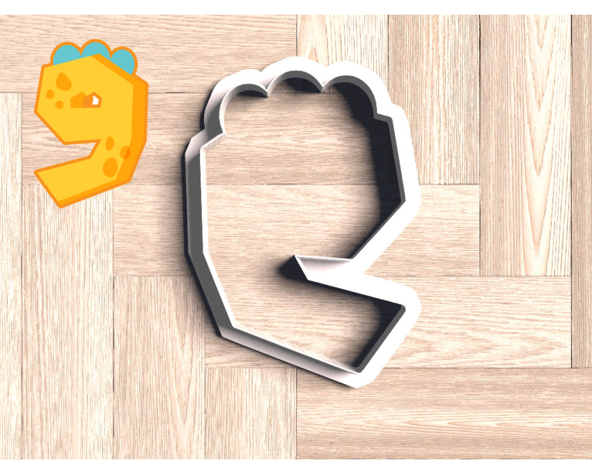 Dinosaur Number 9 Cookie Cutter. Dinosaur Cookie Cutter. Birthday Cookie Cutter