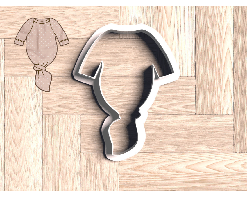 Knotted Onesie Cookie Cutter. Baby Shower Cookie Cutter.