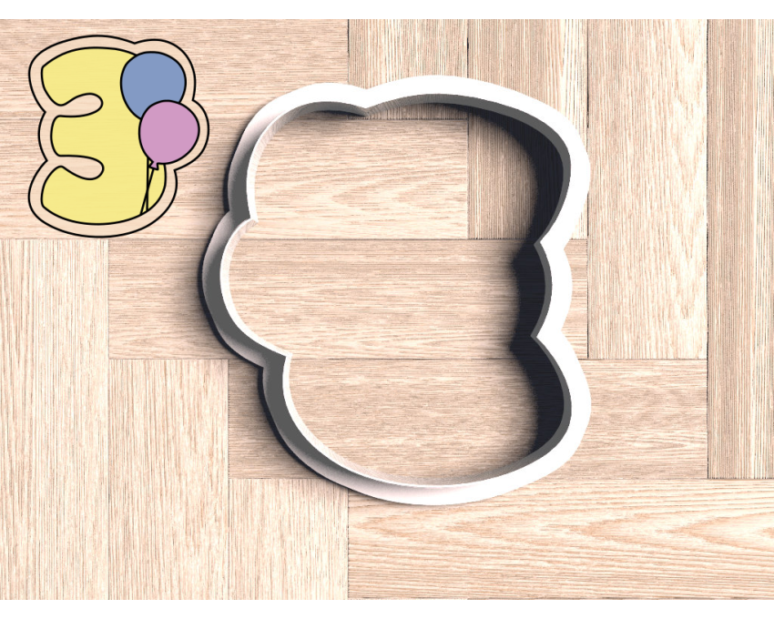 Balloon Number 3 Cookie Cutter. Number Cookie Cutter. Birthday Cookie Cutter