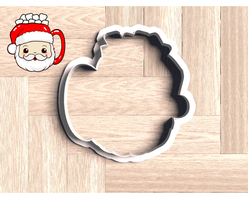 Santa Clause Mug Hot Cocoa Cookie Cutter. Christmas Cookie Cutter. Winter Cookie Cutter