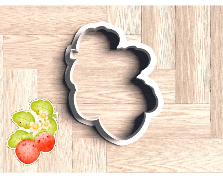 Strawberry Stem Cookie Cutter. Fruit Cookie Cutter. Berry Sweet One Birthday Cookie Cutter
