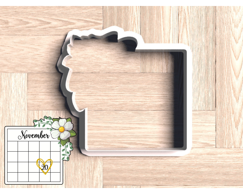 Floral Square Cookie Cutter. Floral Calendar Cookie Cutter. Bachelorette Cookie Cutter