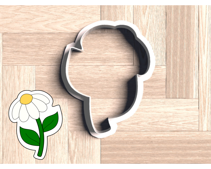 Funky Daisy On Stem Cookie Cutter. Flower Cookie Cutter. Summer Cookie Cutter