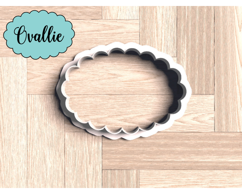 Ovallie Cookie Cutter. Geometric shape Cookie Cutter. Scalloped Oval Cookie Cutter