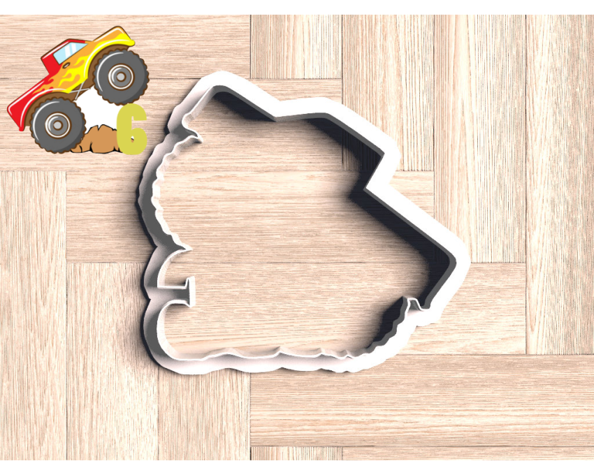 Monster Truck Number 6 Cookie Cutter. Truck Theme Cookie Cutter. Birthday Cookie Cutter