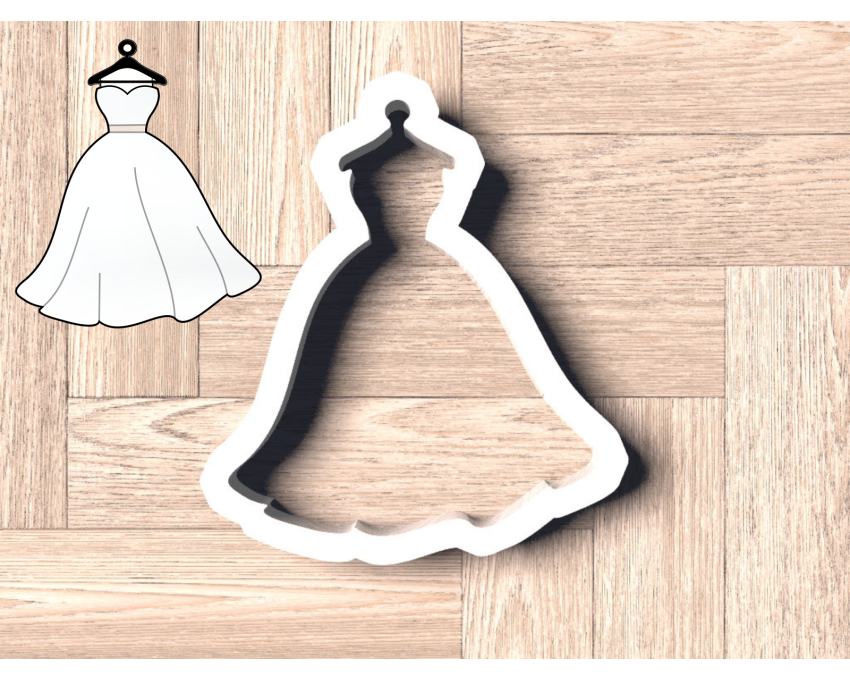 Wedding Dress On Hanger Style 2 Cookie Cutter. Wedding Cookie Cutter