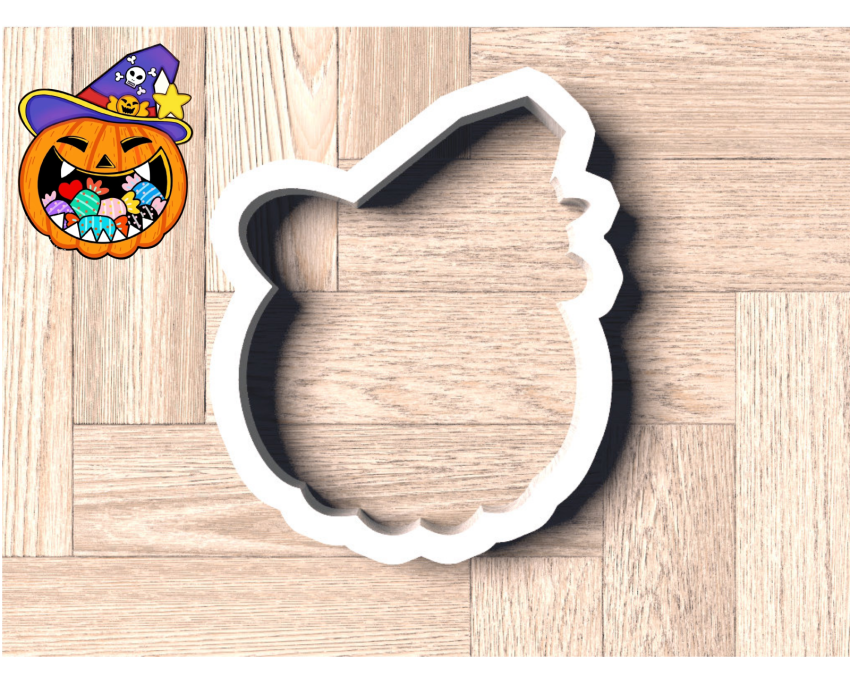 Laughing Pumpkin With Witch Hat Cookie Cutter. Halloween Cookie Cutter. 