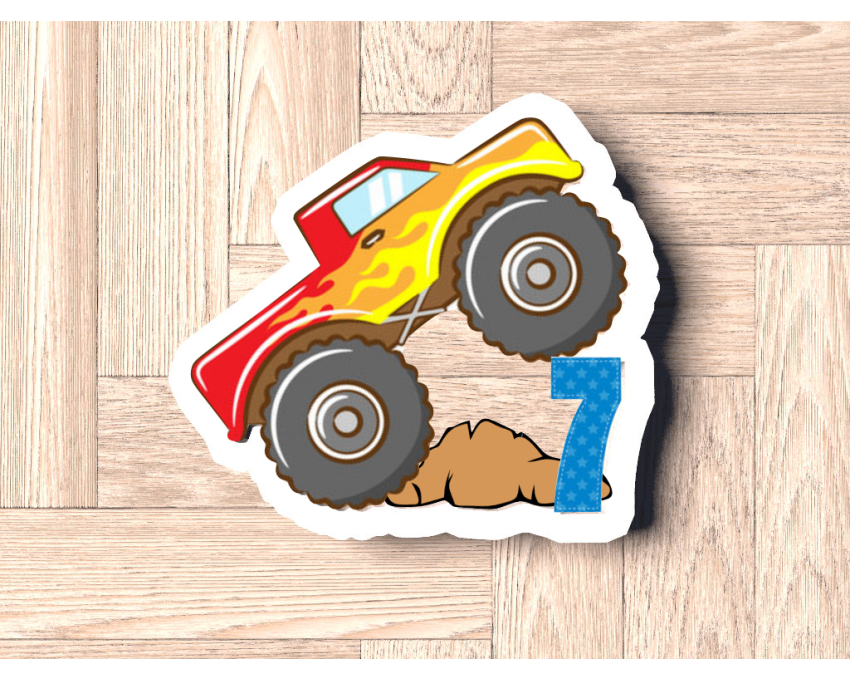 Monster Truck Number 7 Cookie Cutter. Truck Theme Cookie Cutter. Birthday Cookie Cutter