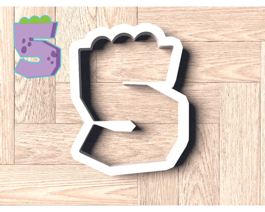 Dinosaur Number 5 Cookie Cutter. Dinosaur Cookie Cutter. Birthday Cookie Cutter