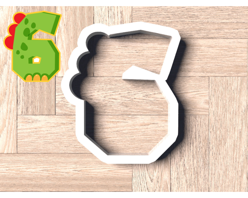 Dinosaur Number 6 Cookie Cutter. Dinosaur Cookie Cutter. Birthday Cookie Cutter