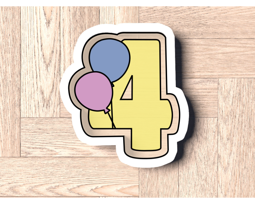 Balloon Number 4 Cookie Cutter. Number Cookie Cutter. Birthday Cookie Cutter