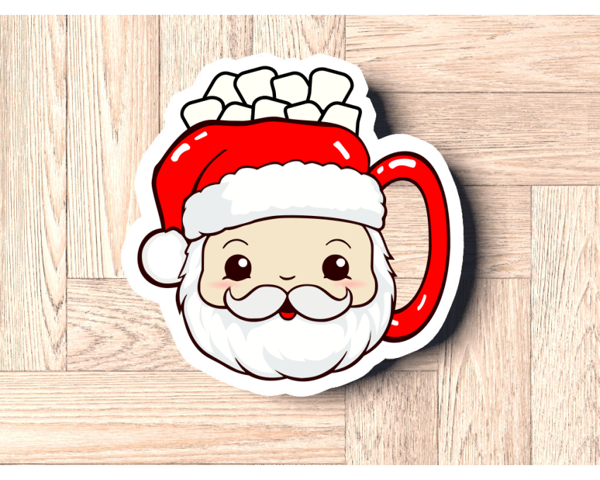 Santa Clause Mug Hot Cocoa Cookie Cutter. Christmas Cookie Cutter. Winter Cookie Cutter