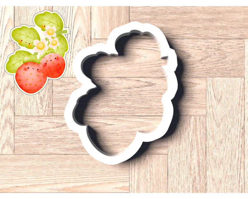 Strawberry Stem Cookie Cutter. Fruit Cookie Cutter. Berry Sweet One Birthday Cookie Cutter