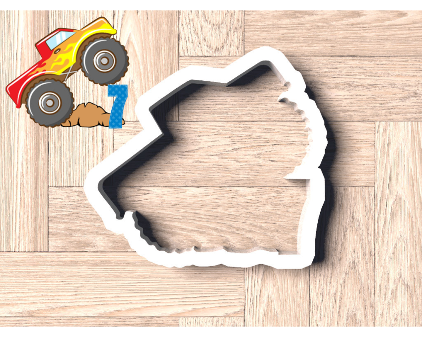 Monster Truck Number 7 Cookie Cutter. Truck Theme Cookie Cutter. Birthday Cookie Cutter