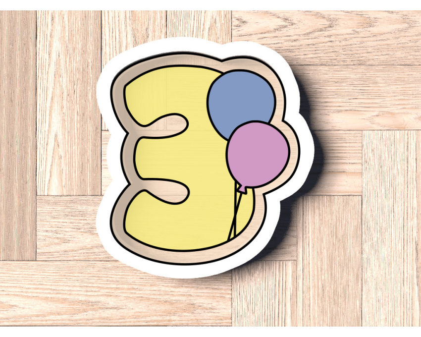 Balloon Number 3 Cookie Cutter. Number Cookie Cutter. Birthday Cookie Cutter