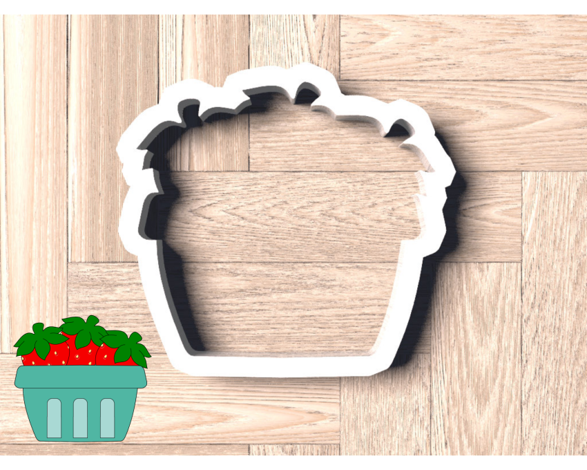 Strawberry Bucket Cookie Cutter. Fruit Cookie Cutter. Berry Sweet One Birthday Cookie Cutter 