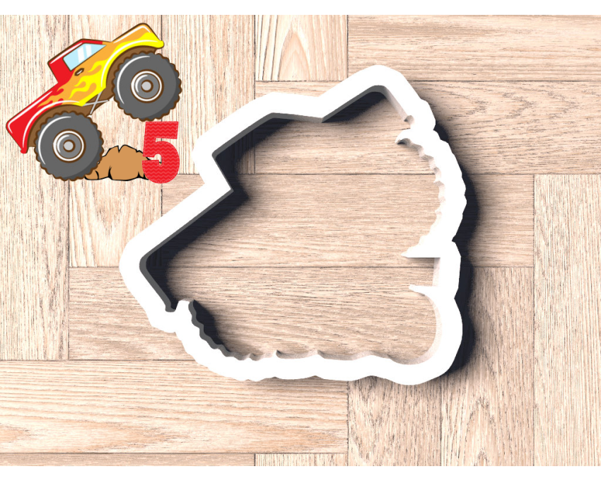 Monster Truck Number 5 Cookie Cutter. Truck Theme Cookie Cutter. Birthday Cookie Cutter