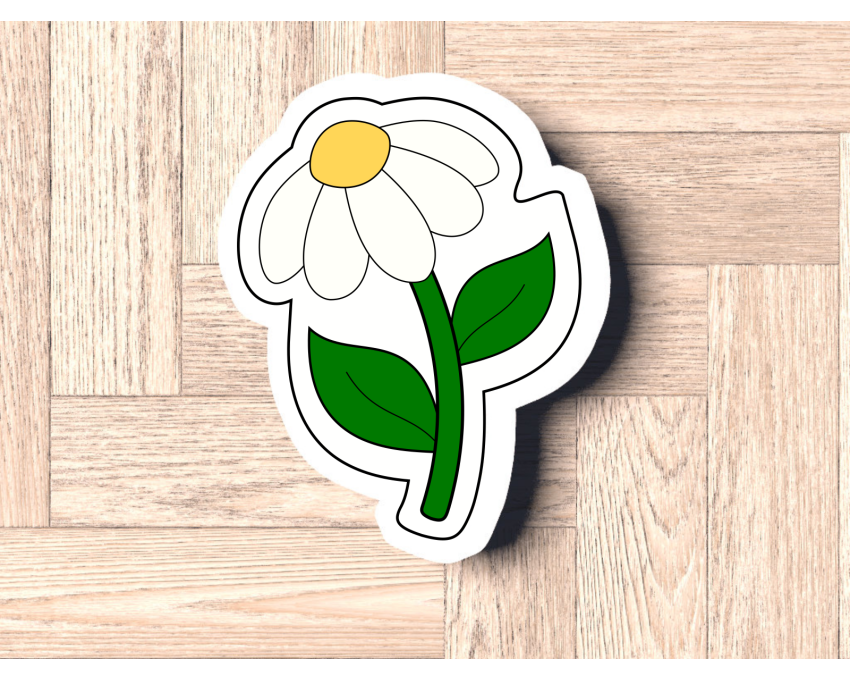 Funky Daisy On Stem Cookie Cutter. Flower Cookie Cutter. Summer Cookie Cutter