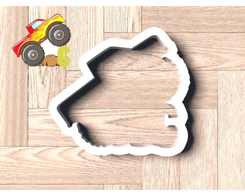 Monster Truck Number 6 Cookie Cutter. Truck Theme Cookie Cutter. Birthday Cookie Cutter