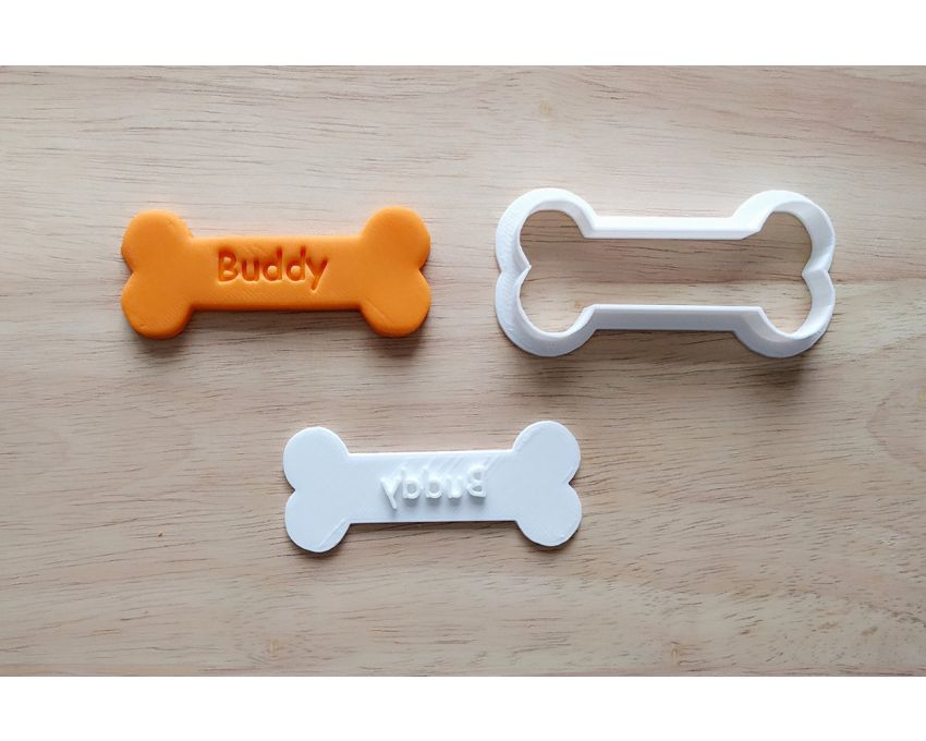 Personalized Dog Bone Cookie Cutter and Stamp Set