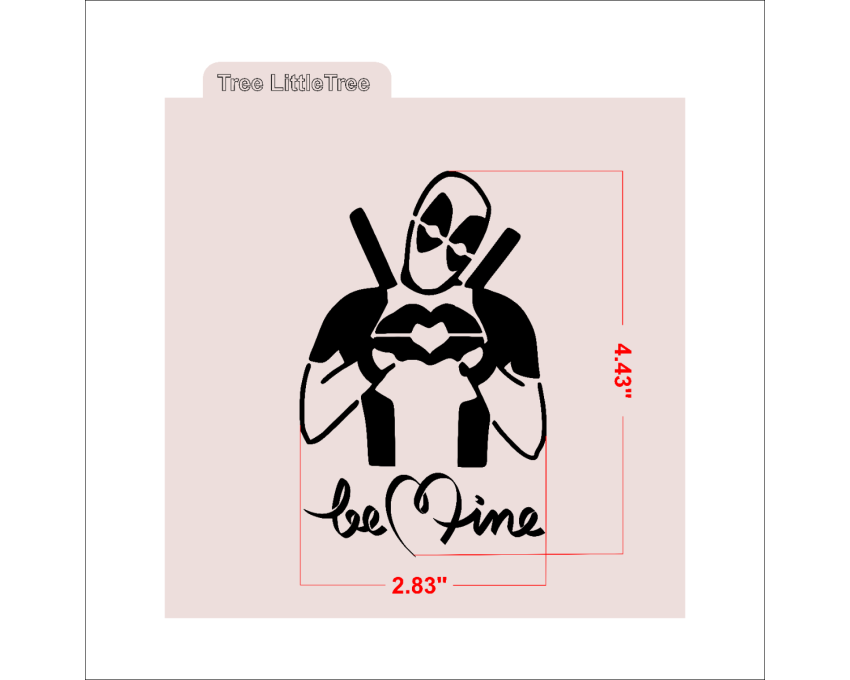 Deadpool Be Mine Stencil. Deadpool Stencil. Be Mine Stencil. Cookie Stencil. Deadpool Fans Gifts. Valentine's Day Stencils