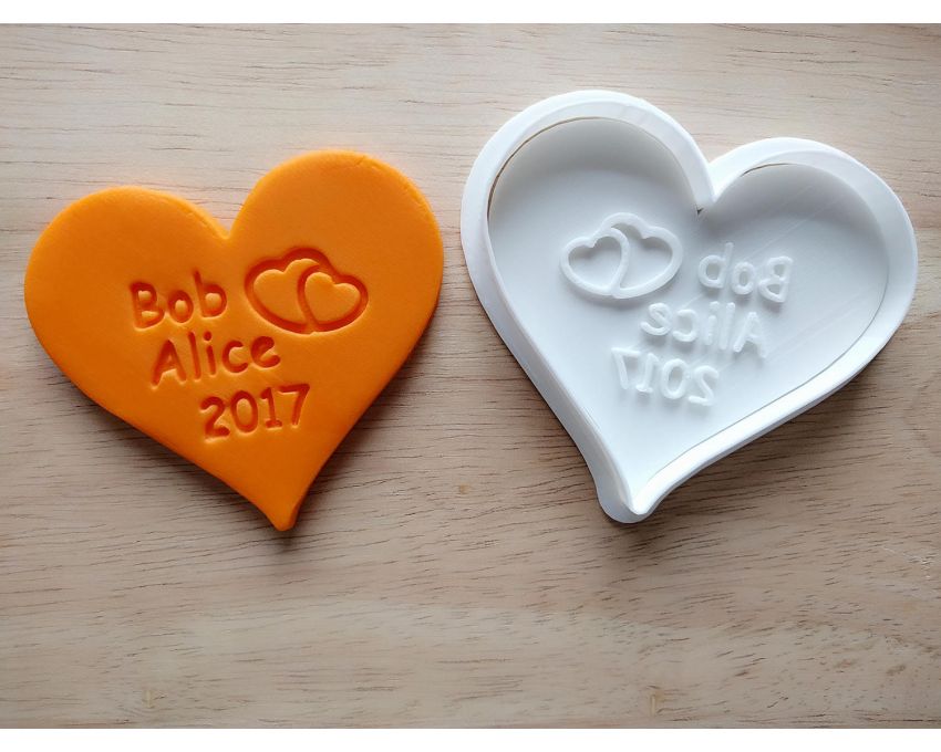 Personalized Heart Cookie Cutter and Stamp Set